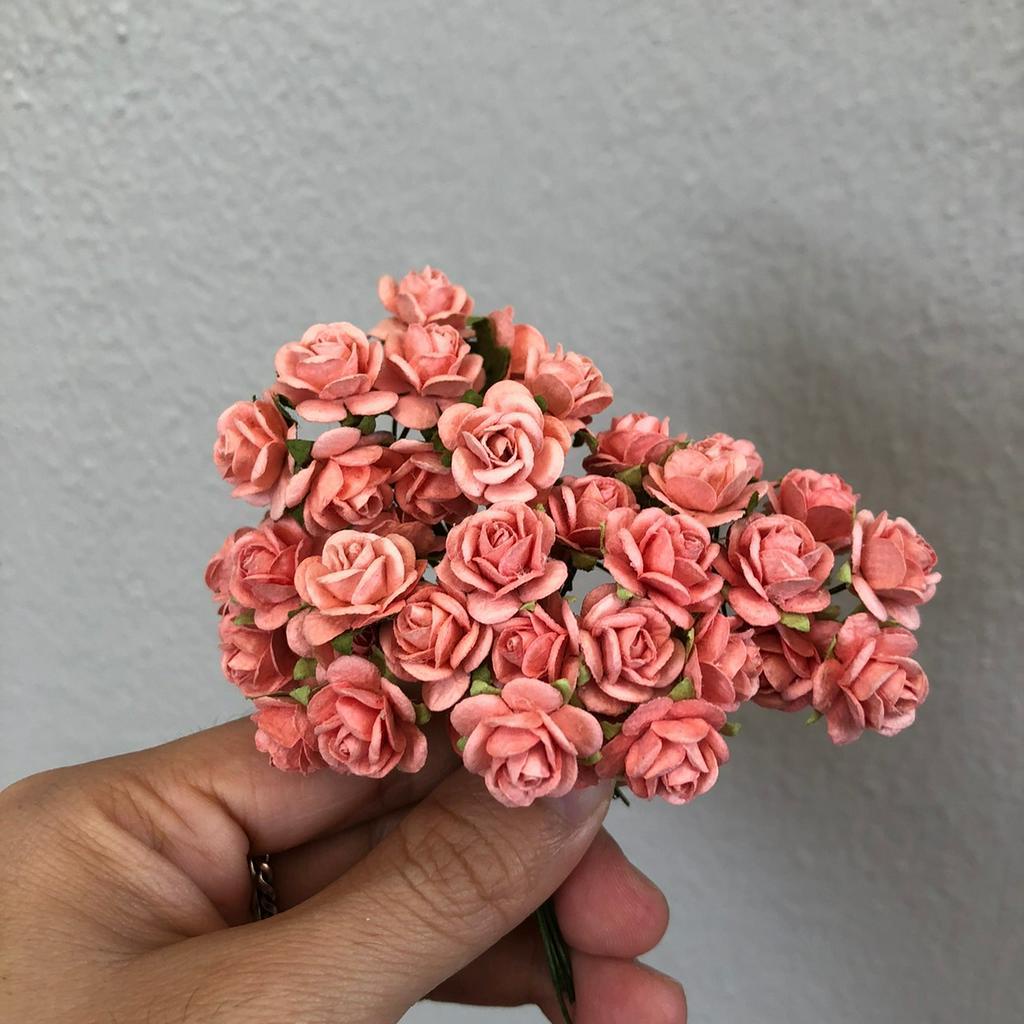 ดอกไม้กระดาษสาดอกไม้กุหลาบขนาดเล็กสีโอรสเข้ม-80-ชิ้น-ดอกไม้ประดิษฐ์สำหรับงานฝีมือและตกแต่ง-พร้อมส่ง-f204