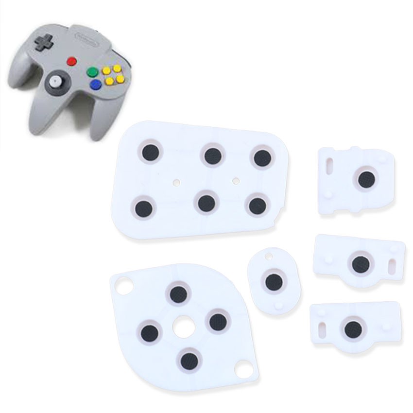 ชุดลูกยางจอยเกมส์-nintendo-n64-silicone-a-b-x-y-d-pad-buttons-replacement-part-rubber