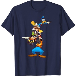 เสื้อยืดแขนสั้นลําลอง คอกลม พิมพ์ลาย Disney Kingdom Hearts Sora Donald and Goofy สไตล์คลาสสิก สําหรับผู้ชาย