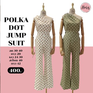 Polka dot Jumpsuit ชุดจั๊มสูทปาดไหล่ขายาว เรียบแต่ดูดี