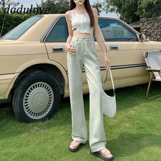 DaDulove💕 2022 New Loose High Waist Green Straight Wide Leg Jeans Niche Mopping Pants Fashion Womens Clothing