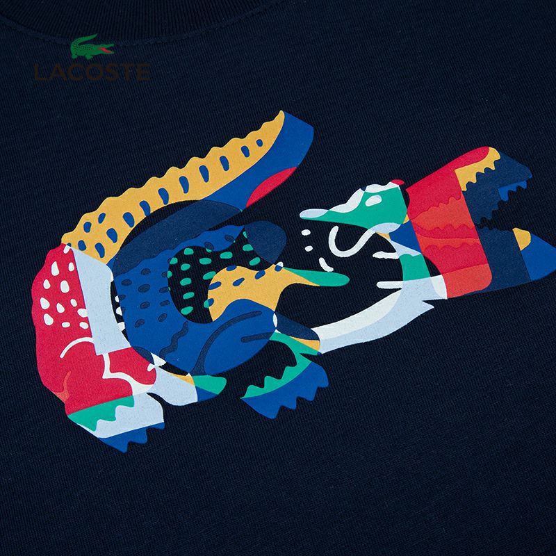 lacoste-french-crocodile-childrens-summer-new-fashion-color-printing-short-sleeve-t-shirt-mens-tj1เสื้อยืด