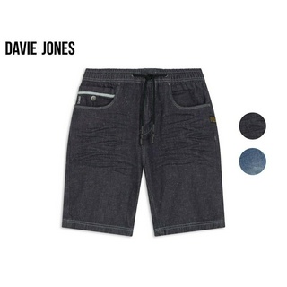 DAVIE JONES กางเกงขาสั้น ผู้ชาย เอวยางยืด สีกรม  Elasticated Shorts in  SH0074MN NV