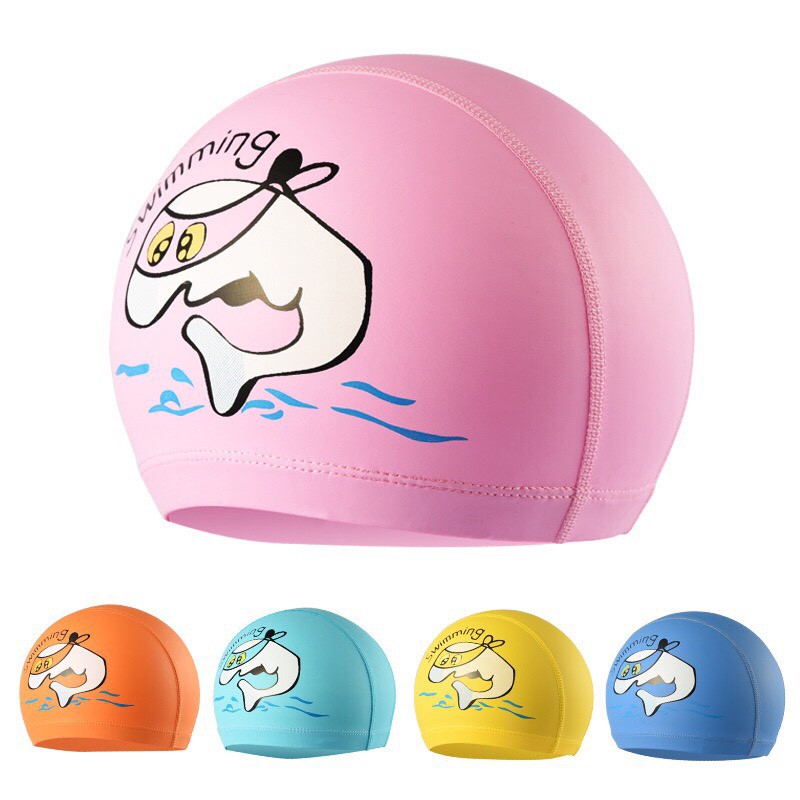 รูปภาพของหมวกว่ายน้ำ หมวกว่ายน้ำกันน้ำ หมวกว่ายน้ำกันแดด ใช้ใส่ว่ายน้ำ สวมใส่สบาย bathing capลองเช็คราคา