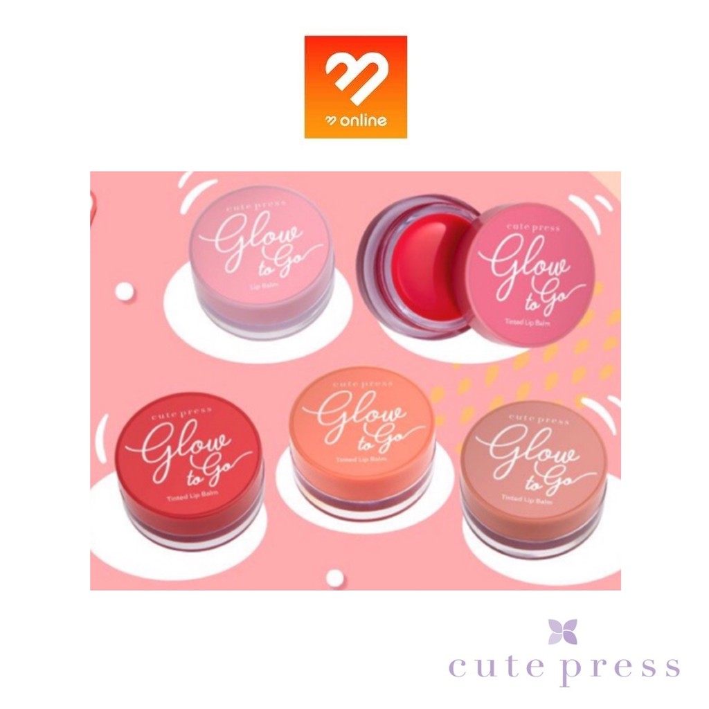 ของแท้-ลิปบาล์ม-cute-press-glow-to-go-tinted-lip-balm-ลิปบาล์ม-ทิ้นท์ลิปบาล์ม-6-5-g-บำรุงริมฝีปาก-เนียนนุ่ม-ไม่แห้งแตก