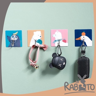 E13【คละลาย】RABITO ตะขอแขวน ที่แขวนติดผนังลายน่ารัก ตะขอแปะผนัง ที่แขวนติดผนัง ตะขอแขวน ที่แขวนไม่ต้องเจาะ