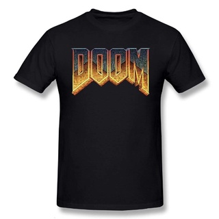 เสื้อยืดผ้าฝ้ายพิมพ์ลาย เสื้อยืด คอกลม ผ้าฝ้ายแท้ 100% พิมพ์ลายเกม Doom แฟชั่นสําหรับผู้ชาย