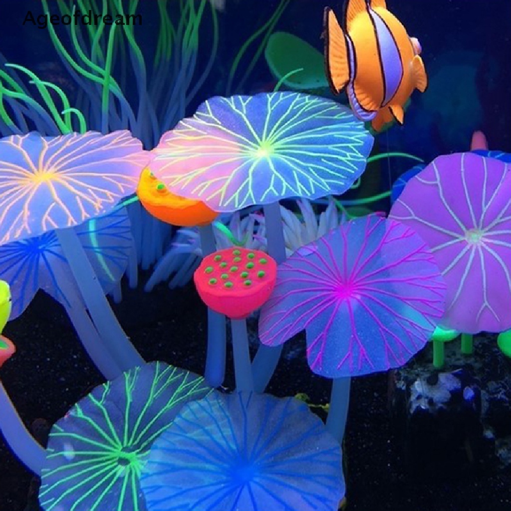 ageofdream-ปะการังเรืองแสง-รูปใบบัว-เห็ดเรืองแสง-สําหรับตกแต่งตู้ปลา