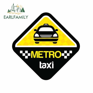 Earlfamily สติกเกอร์ไวนิล ลาย Metro Taxi ขนาด 13 ซม. x 12.9 ซม. สําหรับติดตกแต่งรถยนต์ รถบรรทุก