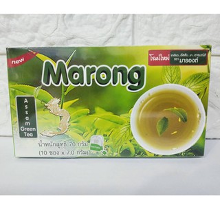 ขายถูกมากชาเขียวอัสสัม..ชาอารมณ์ดี..marong assam green tea ขนาด 10 ซอง/กล่อง น้ำหนัก 70 กรัม