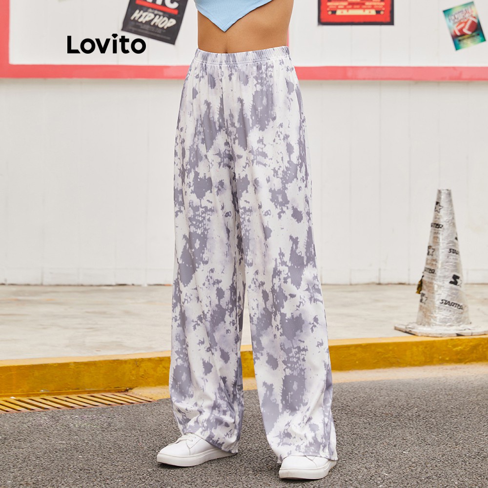 ภาพสินค้าLovito กางเกงมัดย้อม ลำลอง (สีเทา) L14D067 จากร้าน lovito.th บน Shopee ภาพที่ 4