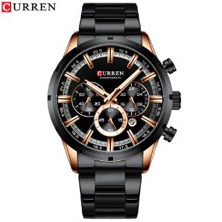 CURREN Top Brand Military Quartz Watches Silver Clock Mens Quartz Stainless Steel Chronograph Watch for Men Casual Sport