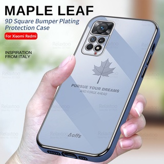 Maple Leaf Back Plating TPU Soft Case For Redmi Note 11 Pro Camera Protect Fundas Redmy Not 11Pro Note11Pro Cover With Lanyard