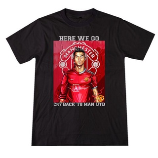 ฝ้ายเสื้อยืดพิมพ์ลายเสื้อยืด พิมพ์ลาย MU CR7 MU CR7 CRISTIANO RONALDO MANCHESTER UNITED HERE WE GO สําหรับผู้ชายs-5xl