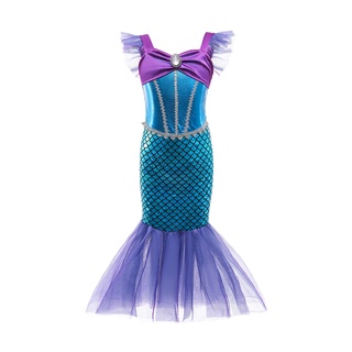 Ariel หญิง น้อย Mermaid เครื่องแต่งกายแฟชั่นเด็กเสื้อผ้าสาวคาร์นิวัลปาร์ตี้วันเกิดเครื่องแต่งกายคอสเพลย์ชุดเงือก