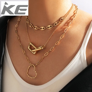 Heavy metal jewelry Heart hollow three-necklace Alloy chain multi-necklace for girls for wome