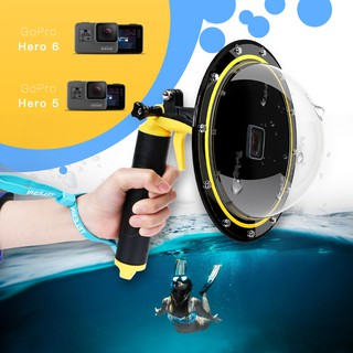 ภาพหน้าปกสินค้าTELESIN GoPro Hero7 Black/6/5/2018 GoPro Dome Port with Floating Bobber Handle waterproof ที่เกี่ยวข้อง