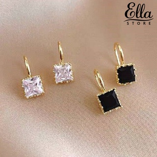 Ellastore123 ต่างหูสตั๊ด รูปทรงสี่เหลี่ยม ประดับพลอยเทียม ติดทนนาน 1 คู่