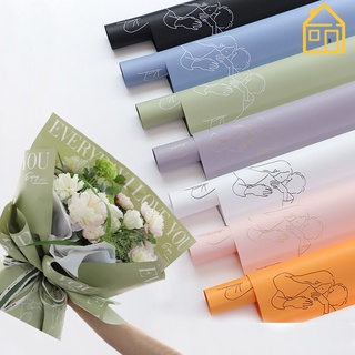 กระดาษห่อช่อดอกไม้ ภาษาอังกฤษ เรียบง่าย / กระดาษห่อดอกไม้วาเลนไทน์ / ห่อช่อดอกไม้ กันน้ํา