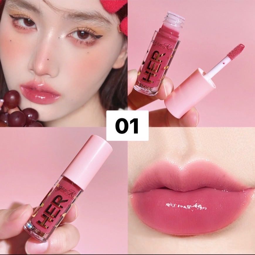 พร้อมส่ง-ส่งไว-ลิป-her-รุ่นใหม่-ลิปกลอส-ลิปสติก-ชุ่มชื้น-ฉ่ำวาว-ลุคธรรมชาติ