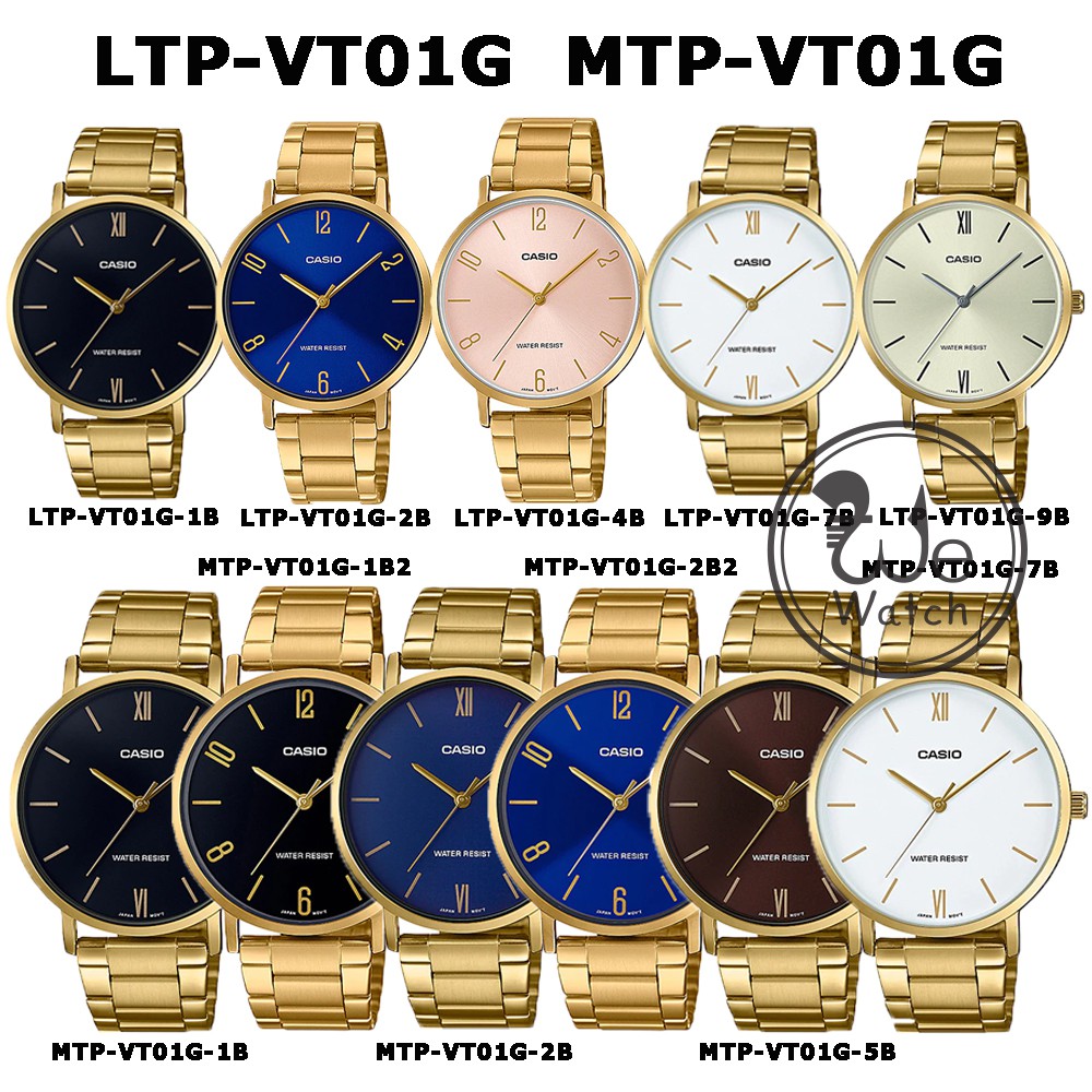 รูปภาพสินค้าแรกของCASIO % รุ่น LTP-VT01G MTP-VT01G นาฬิกาหญิงและชาย สายสแตนเลส สีทอง ประกัน 1 ปี LTPVT01 MTPVT01 LTPVT01G MTPVT01G