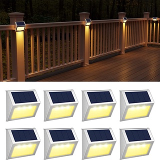 Stainless Steel LED Solar Lights Outdoor Waterproof Garden Pathway Stairs Lamp Lights 3 LED Solar Wall Lamp Step Lights