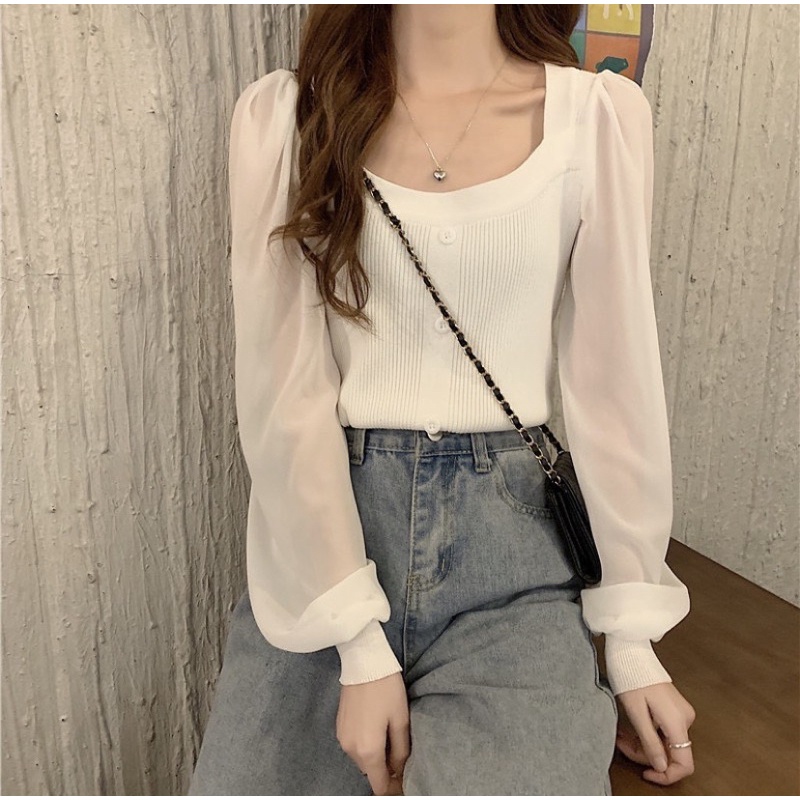 chiffon-top-เสื้อไหมพรม