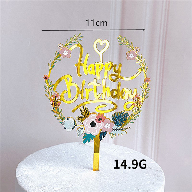 ภาพสินค้าป้ายปักเค้ก ป้ายปัก​เค้ก​พลาสติก​ ลาย Happy​ Birthday​ สีทองแบบมีดอกไม้ 1 อัน จากร้าน warmsunshine1.th บน Shopee ภาพที่ 6