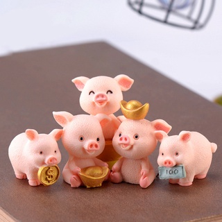 【AG】Cute Resin Money Lucky Pig Figurine Statue DIY Miniature Garden Table Ornament