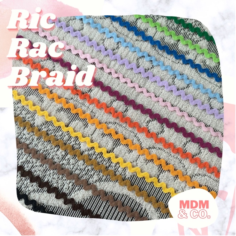 ราคาและรีวิวเทปถักซิกแซก สำหรับตกแต่ง (Ric Rac Braid) กว้าง 0.8 ซม.  1 พับมี 36 หลา   ริบบิ้นตกแต่งสำหรับงาน DIY