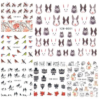 สติกเกอร์ติดเล็บ สติกเกอร์ตกแต่งเล็บ แทททูติดเล็บ แบบลอกลายน้ำ ลายสัตว์