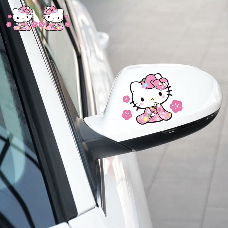 สติกเกอร์ติดกระจกมองข้าง-ลาย-hello-kitty-สําหรับรถยนต์-รถจักรยานยนต์-1-คู่