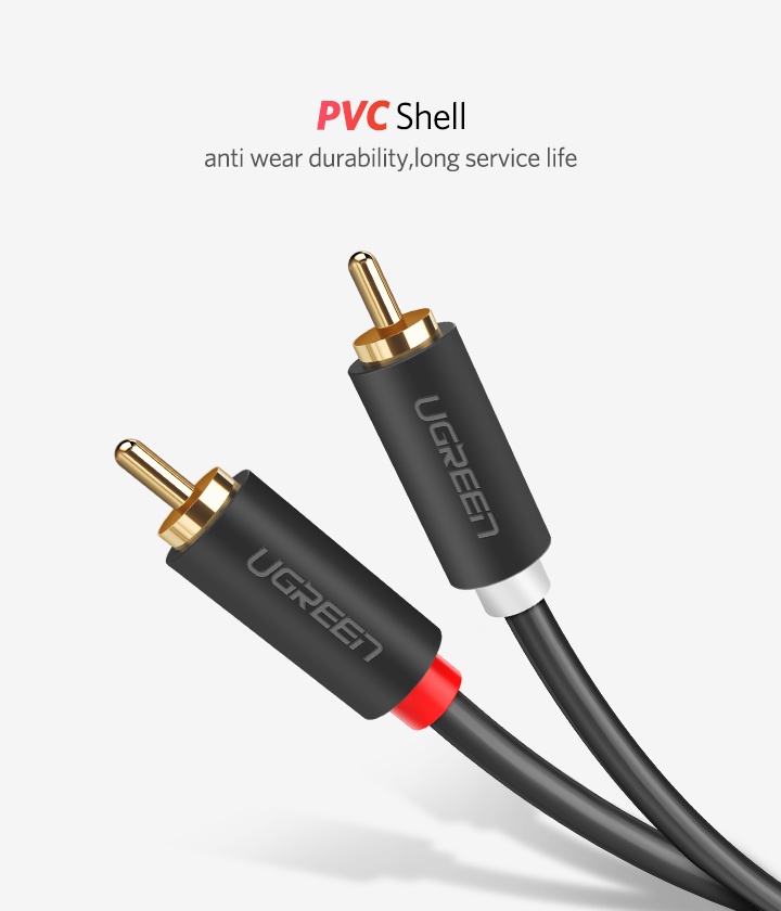 รูปภาพรายละเอียดของ Ugreen 2RCA Male to 2RCA Male สายสัญญาณเสียงสเตอริโอ ชุบทอง สําหรับโฮมเธียเตอร์