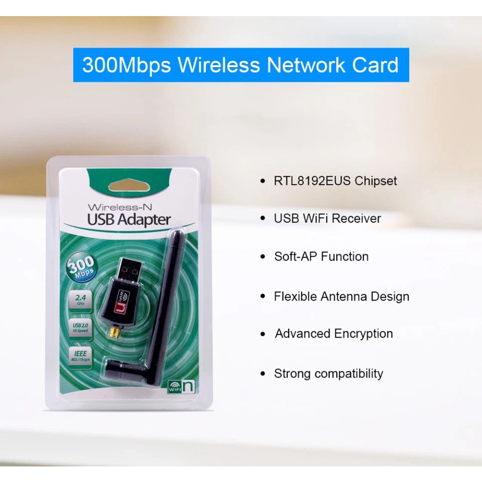 ตัวรับสัญญาณไวไฟ-wireless-usb-wifi-adapter-2-0-hi-speed-2-4ghz-300mbps-ความเร็วสูง-แบบมีเสาอากาศ-ของแท้