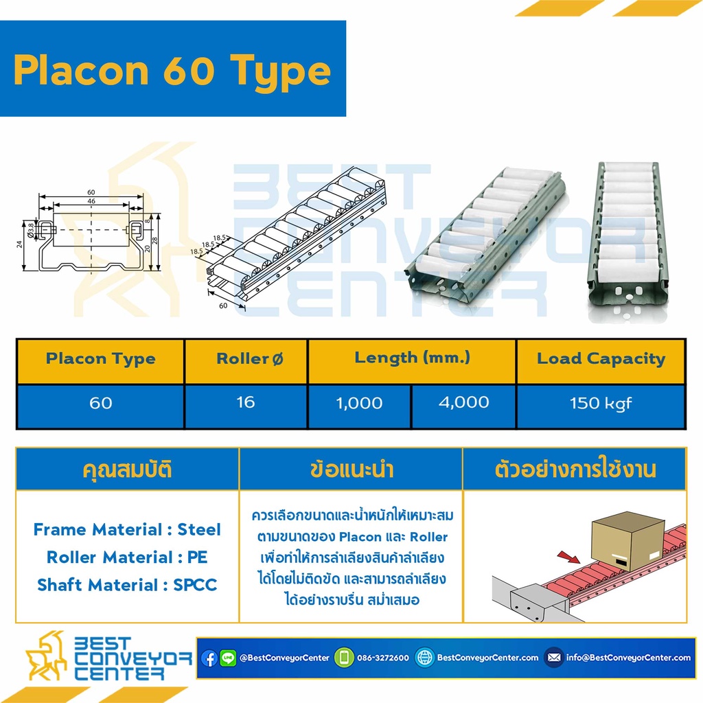 placon-roller-type-60-ความยาว-1000-4000-mm