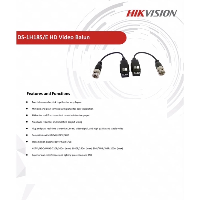 hikvision-ds-1h18s-e-b-tvi-convert-to-utp-transmission-with-extend-cable-2pcs-warranty-1-year