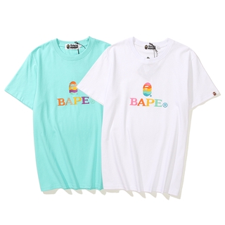 ราคาต่ำสุดBAPE ผู้ชายและผู้หญิงแฟชั่นลำลองเสื้อยืดแขนสั้นS-3XL