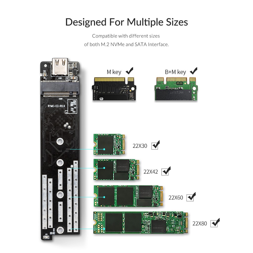 ภาพสินค้าORICO กล่องฮาร์ดดิสก์แบบใส สำหรับ M2 SSD NVME SSD Enclosure M.2 เป็น USB Type C for NVME PCIE NGFF SATA M/B Key SSD DiskTCM2M จากร้าน orico.th บน Shopee ภาพที่ 7