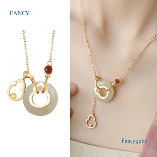 Fancy สร้อยคอแฟชั่น จี้หยก ขนาดเล็ก สีทอง สําหรับผู้หญิง