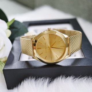 (ผ่อน0%) นาฬิกา MICHAEL KORS Slim Runway Gold Dial Mens Watch MK8625  สายสแตนเลส สีทอง หน้าปัด สีทอง