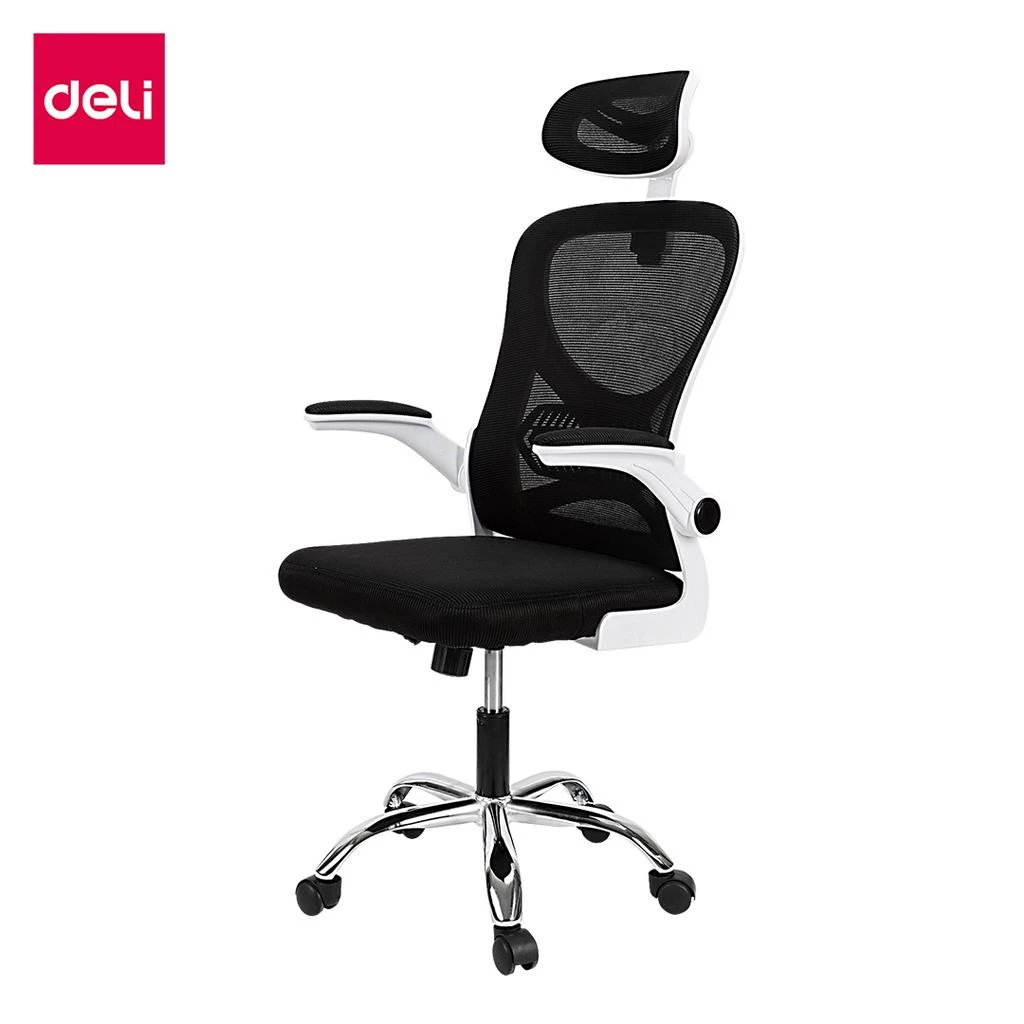 Deli เก้าอี้ทำงาน เก้าอี้ทำงานเพื่อสุขภาพ Ergonomic เก้าอี้สีดำ เก้าอี้สีขาว เก้าอี้สีเทา เก้าอี้สำนักงาน พยุงเอวปรับได้ พนักพิงศีรษะ2D ที่นั่งทำงาน Office Chair ระบายอากาศดีเยี่ยม