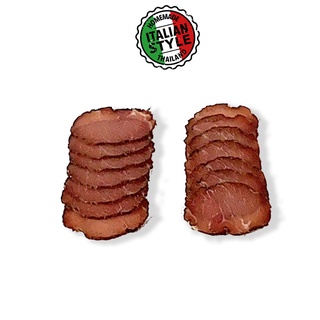 สินค้า SLAICED PORK LOIN homemade | หมูเนื้อซี่โครงหมูอบ ซาลามี่ช่างฝีมือ | Italian cured pork loin and SLAICED | Grams 80 กรัม