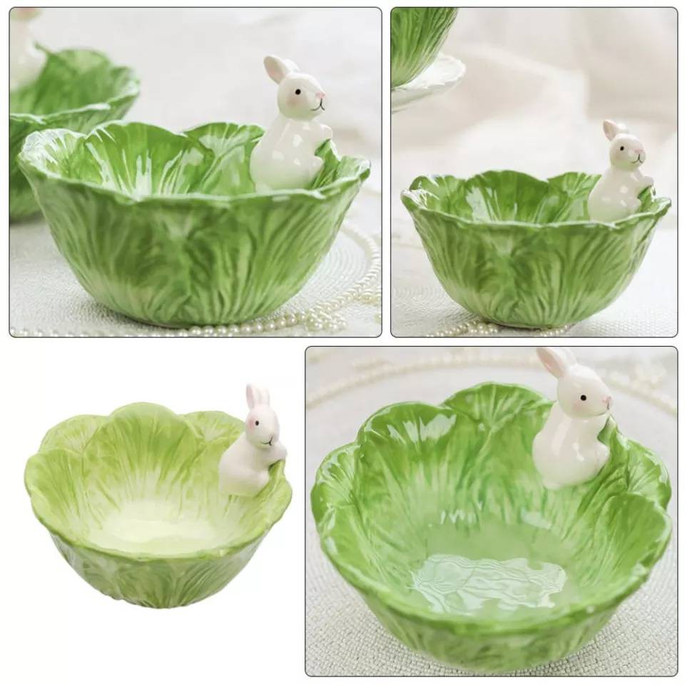 ถ้วยชามเซรามิค ทรงกะหล่ำปลี Cabbage Rabbit Salad Bowl | Shopee Thailand