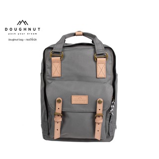 DOUGHNUT BAG : MACAROON CLASSIC REBORN SERIES : GREY : กระเป๋าโดนัทน้ำหนักเบา หนังแท้ กันน้ำได้ กระเป๋าเป้  (รหัสสินค้า 05554)