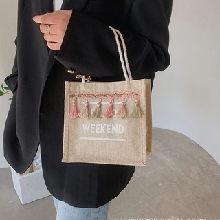 ภาพขนาดย่อของภาพหน้าปกสินค้ากระเป๋าทรงช้อปปิ้ง ผ้ากระสอบ กระเป๋าผ้า ถุงผ้าใบเล็กShopping bag จากร้าน shinygirl88 บน Shopee ภาพที่ 3