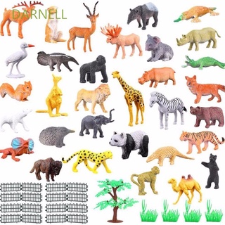 Darnell ของเล่นโมเดลพลาสติกรูปสัตว์สวนสัตว์โลกน่ารัก 53 ชิ้น/ชุดของเล่นเสริมการเรียนรู้เด็ก
