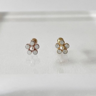 จิวหู Crystal flower piercing (stainless steel)