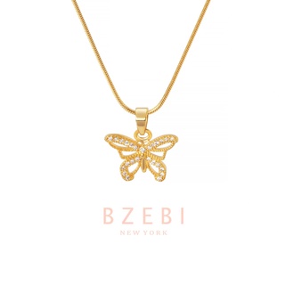Bzebi สร้อยคอ จี้ผีเสื้อ แฟนชั่นงานเกาหลี โซ่ necklace ทอง เครื่องประดับ 18K ป้องกันสนิม พรีเมี่ยม ไม่จางหาย ใส่อาบน้ําได้ สําหรับผู้หญิง 147n