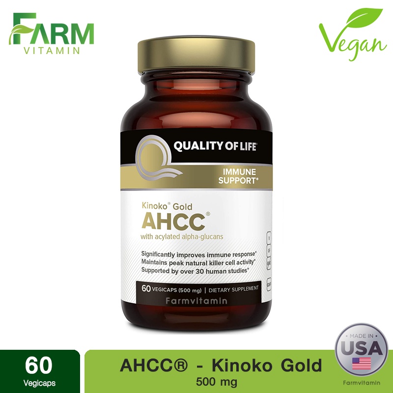 ภาพหน้าปกสินค้าพร้อมส่งจากไทย Quality of Life Labs, AHCC - Kinoko Gold 500 mg 60 Veggie Capsules จากร้าน farmvitamin บน Shopee