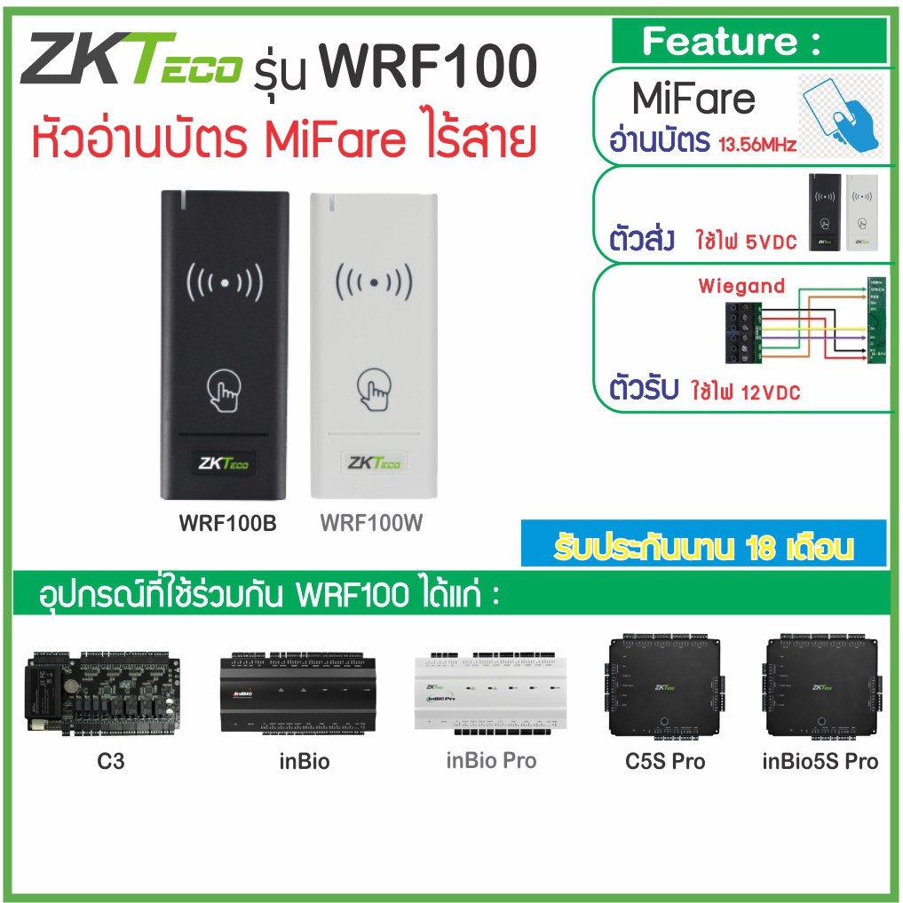 หัวอ่านบัตร MiFare 13.56MHz ไร้สาย ติดตั้งหัวอ่านได้ไกลถึง 30ม. โดยไม่ ...